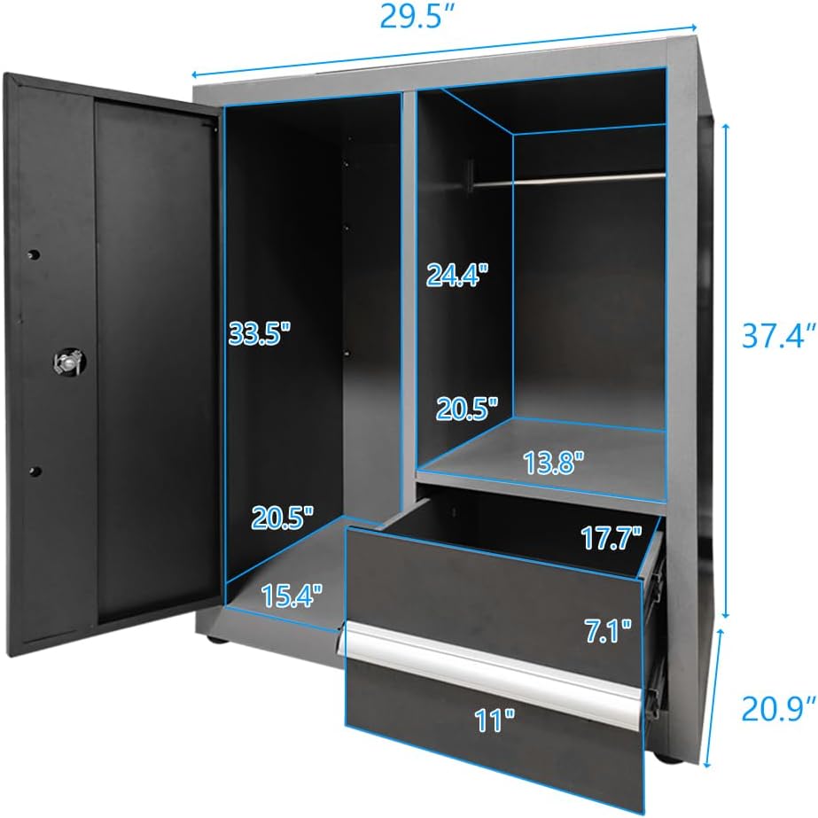 JZD Garage Storage Workbench Cabinet Set System, Heavy Duty, Tool Cabinets with Drawers & Rolling Chest, Wall Mounting Not Necessary