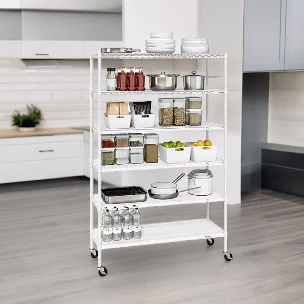 Generic Organize in Style with The Members Mark 6-Tier NSF Heavy Duty Wire Shelving, 47.75"" W x 18"" D x 75.5"" H (White, 3 PACK)