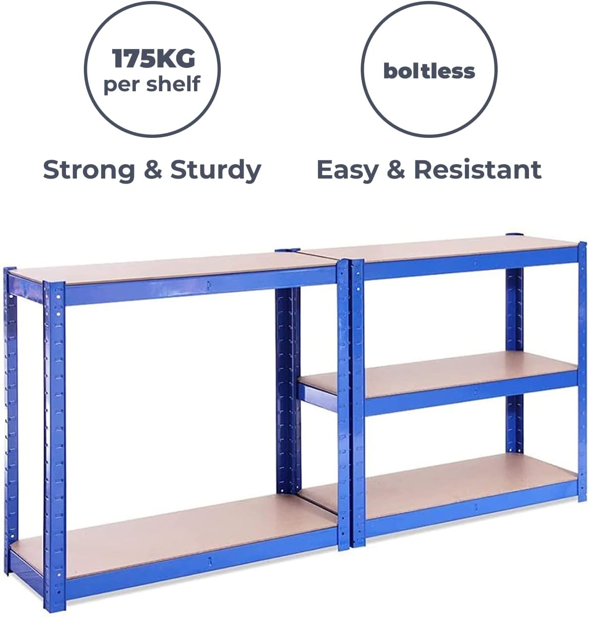 G-Rack | 5 Tier Garage Shelving Units | Metal Shelving Storage | Heavy-Duty Organization Racks | Adjustable Shelves | 2000LB Capacity | Ideal for Workshop, Shed, Office - 59D x 30W x 12H (Blue)
