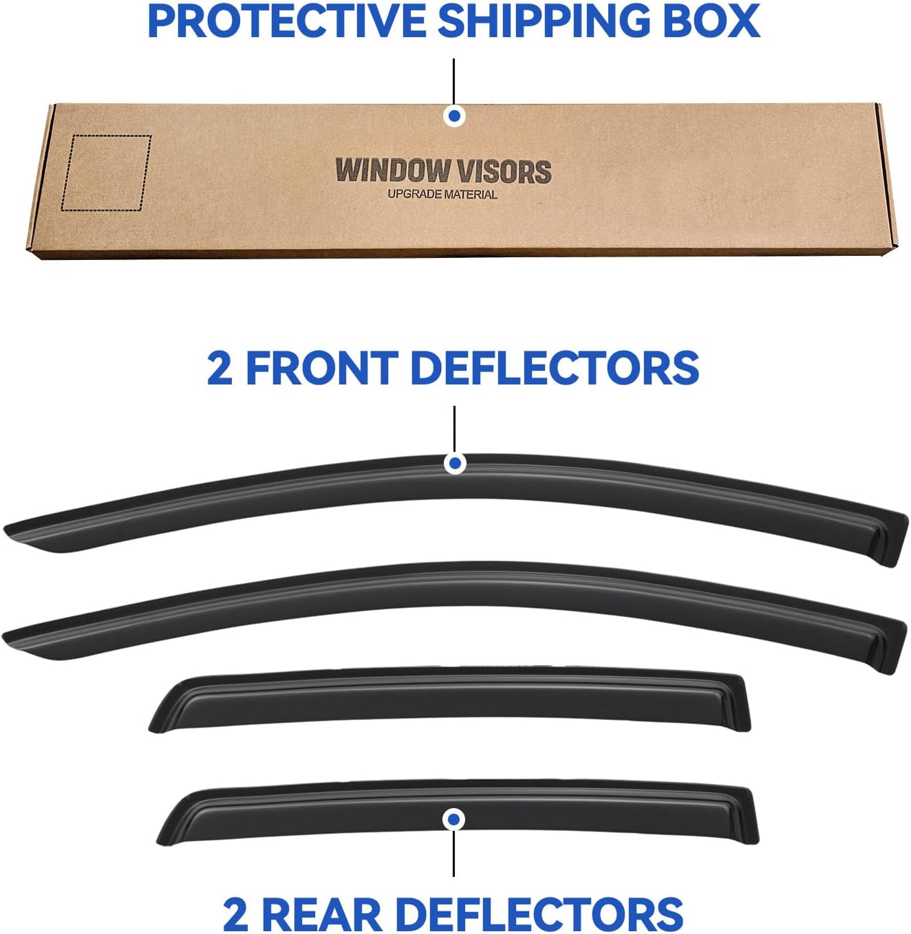 Window Visors Rain Guards for 2009-2014 Hyundai Genesis Sedan, Out-Channel Window Vent Wind Deflectors Visors Shades for 09-14 Hyundai Genesis