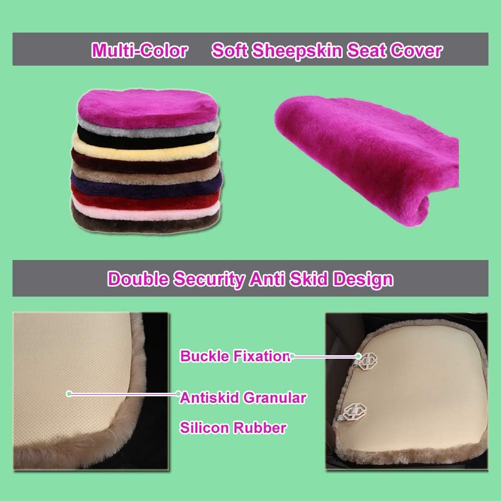Fluffy Genuine Australia Sheepskin Car Back Seat Cover for Auto Rear Interior Accessories Seat Cushion with Soft Fuzzy Wool Natural Fur Non-Slip (Alpine Green, Back)