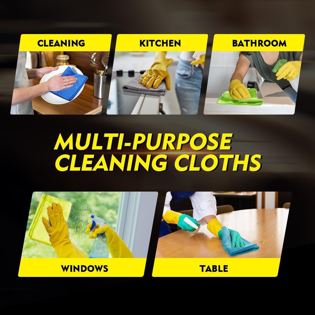 HOMEXCEL Microfiber Cleaning Cloth 12 Pack, 12.5 x 12.5 Inch Microfiber Towels for Cars, Ultra Absorbent Cleaning Rags, Lint Free Cleaning Towels for Household, Kitchen, Window, and Car, Multicolor