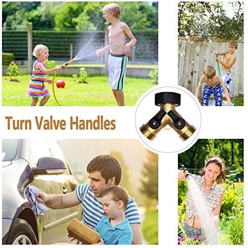 HQMPC 2-Way Garden Hose Splitter - 3/4" Female & 2 Male, 2 Pcs