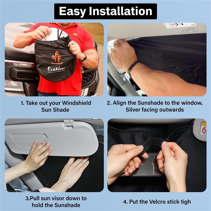 for Ford Explorer 2020-2024 2025 Windshield Sunshade Compatible -EcoNour 240T Polyester Material Cars Sun Visor Reflector Blocks UV Rays - Foldable Sunshade Interior Protection Accessories