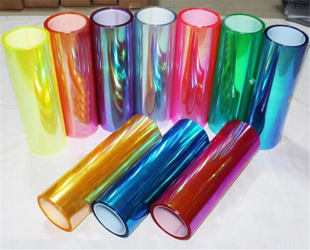 12 by 48 inches Self Adhesive Shiny Chameleon Headlights Tail Lights Fog Lights Films,Film Sheet Sticker,Tint Vinyl Film with Gift Knife and Hand Tool (Light Blue)