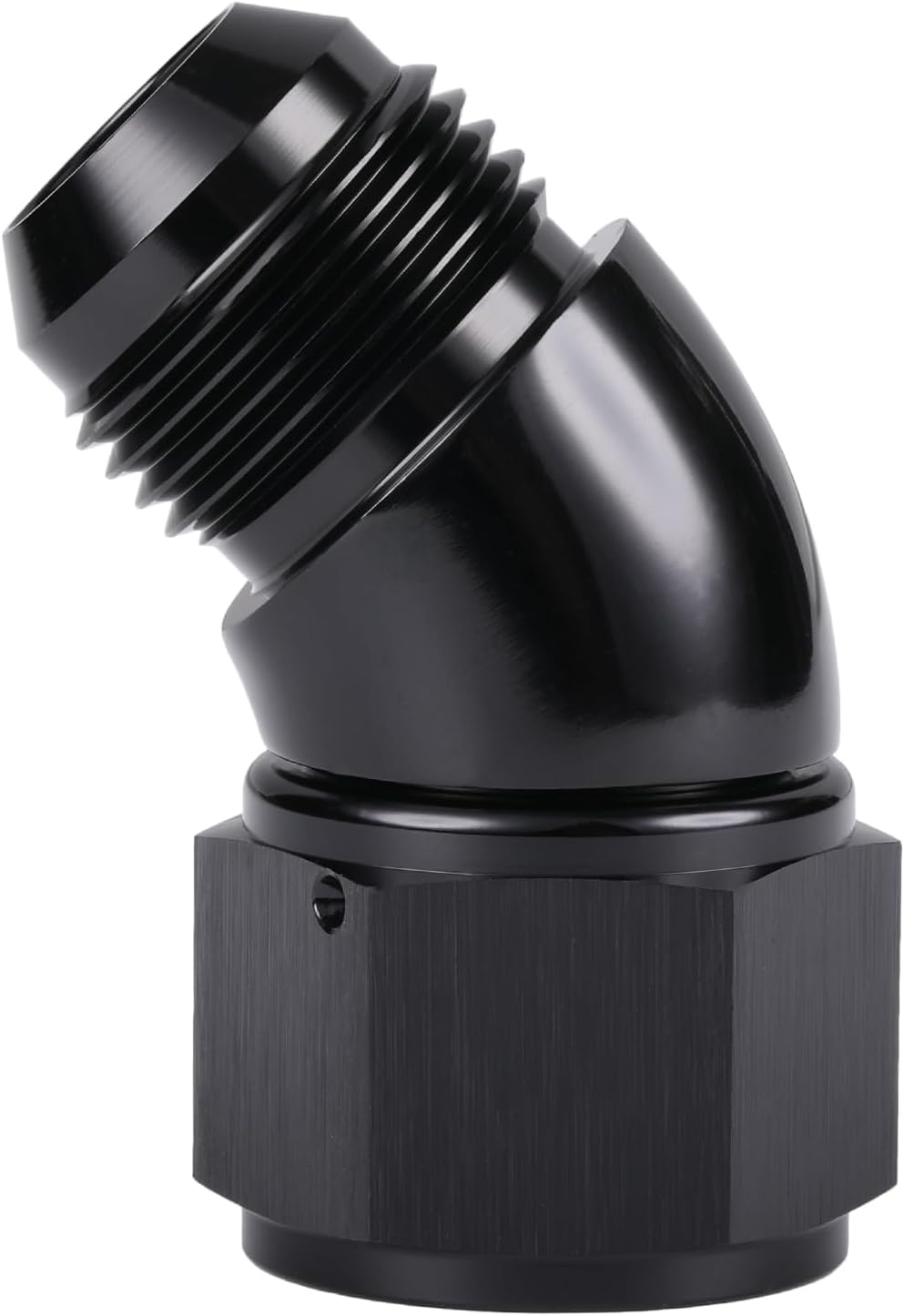 45 Degree 12AN Male to 12AN Female Swivel Full Flow Fitting Adapter Coupler Aluminum Black