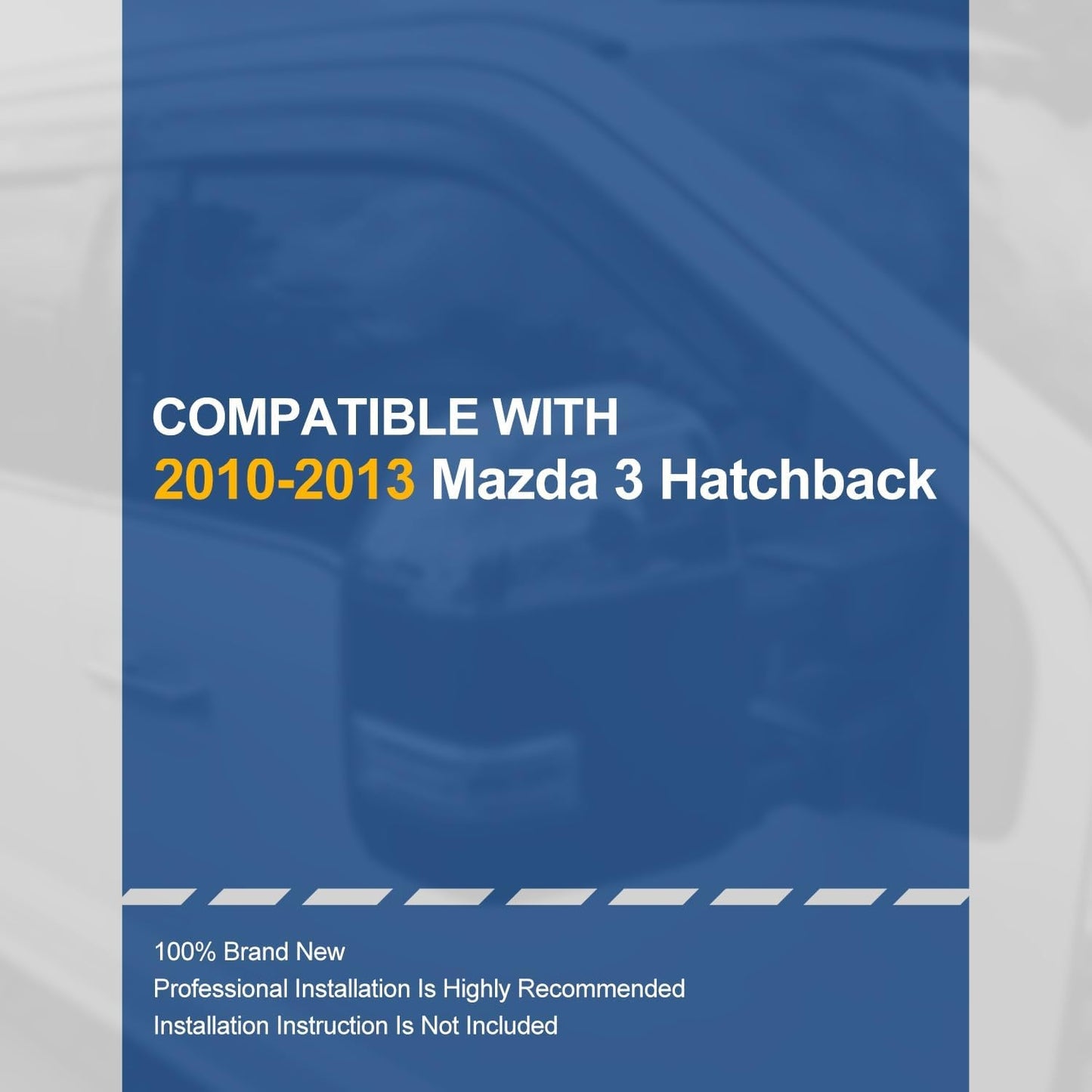 Auto Dynasty 4Pcs Carbon Fiber Pattern Window Visors Compatible with 2010 2011 2012 2013 Mazda 3 Hatchback, Tape-On Front & Rear Window Deflectors Rain Guards Sun Air Side Vent Shade, Glossy Black