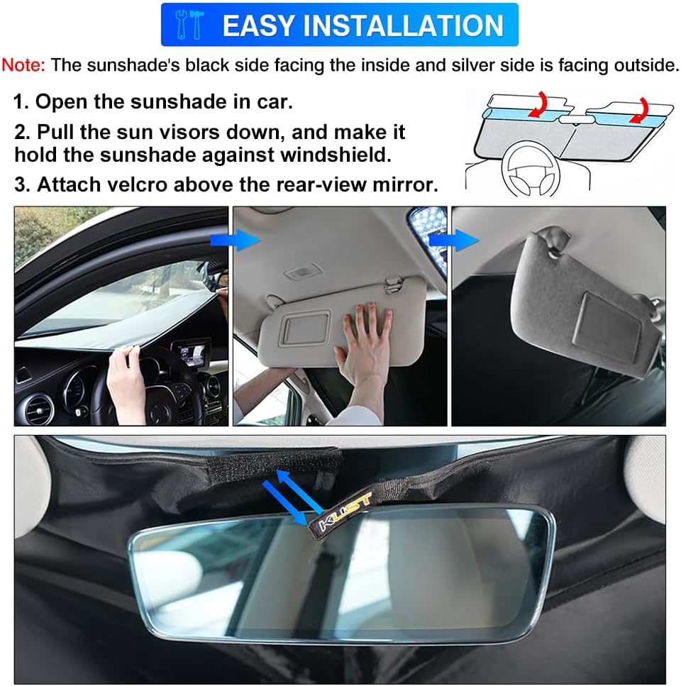KUST Windshield Sun Shade for 2016-2025 2026 Volvo XC90 Accessories Sunshade Window Sun Visor Protector Foldable Blocks UV Rays Keep Your Car Cooler