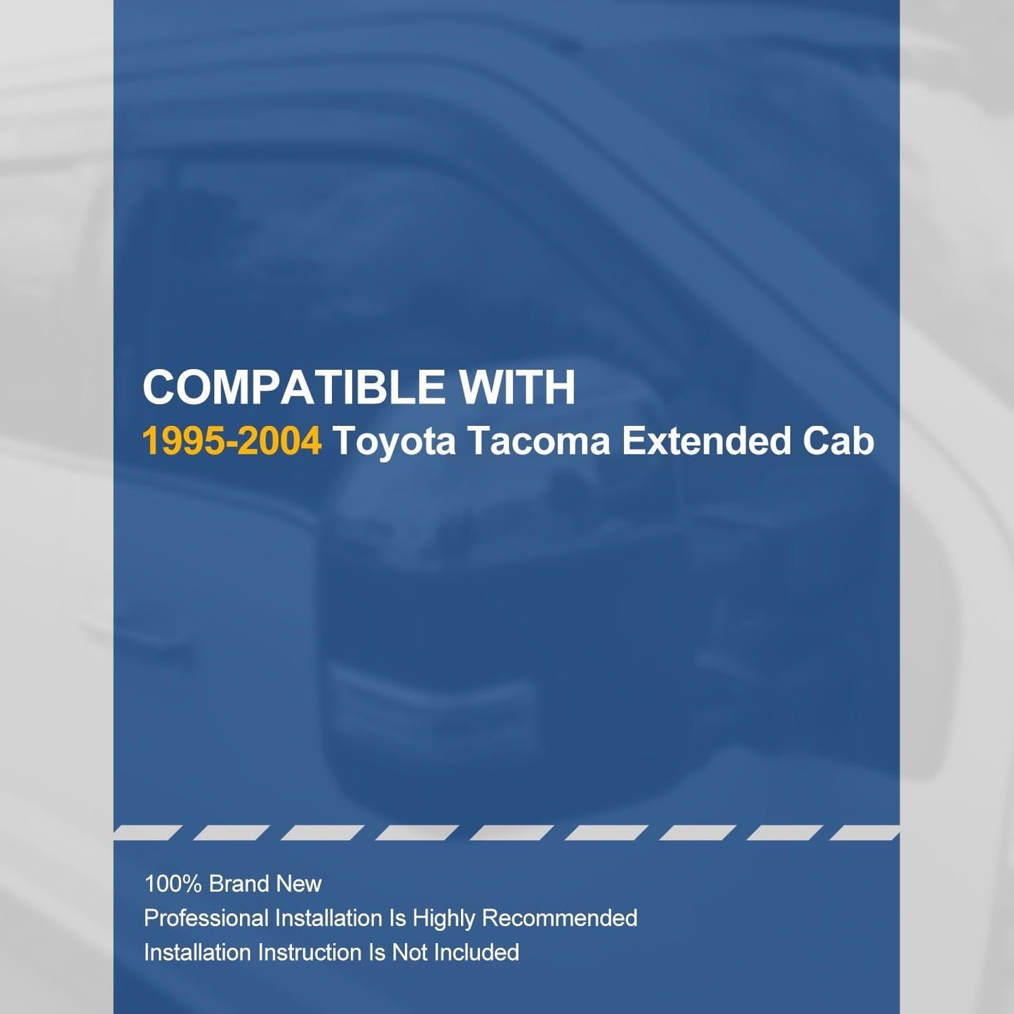 Auto Dynasty 4Pcs Carbon Fiber Pattern Window Visors Compatible with 1995-2004 Toyota Tacoma Extended Cab, Tape-On Front & Rear Window Deflectors Rain Guards Sun Wind Air Side Vent Shade, Glossy Black