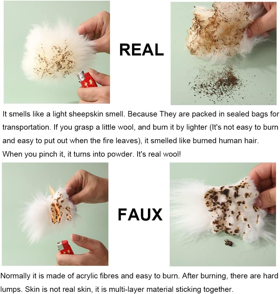 Fluffy Genuine Australia Sheepskin Car Seat Cover for Auto Fur Interior Accessories with Soft Fuzzy Wool Non-Slip (Blue, Back)