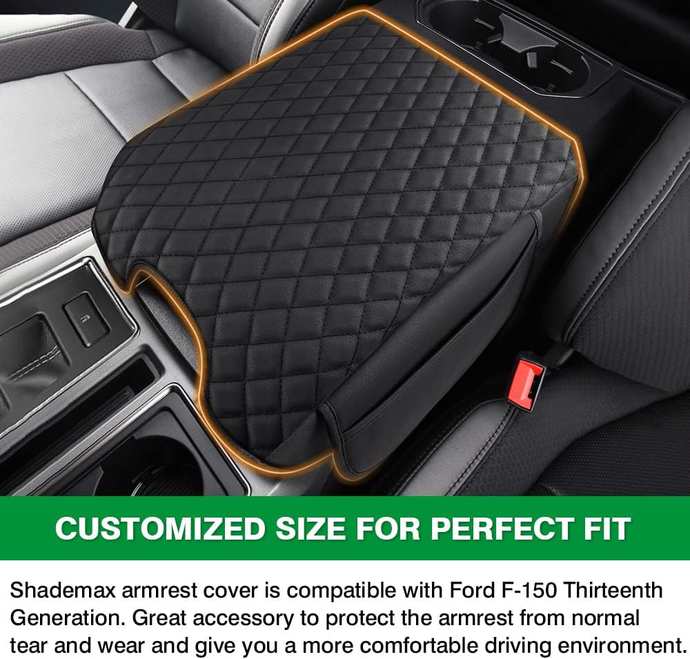 Shademax Custom Fit for Center Console Cover 2015-2020 Ford F-150 F150 / 2017-2022 F250 F350 F450 /2018-2024 Expedition Accessories Armrest Cover Cushion Pad Armrest Seat Box Protector