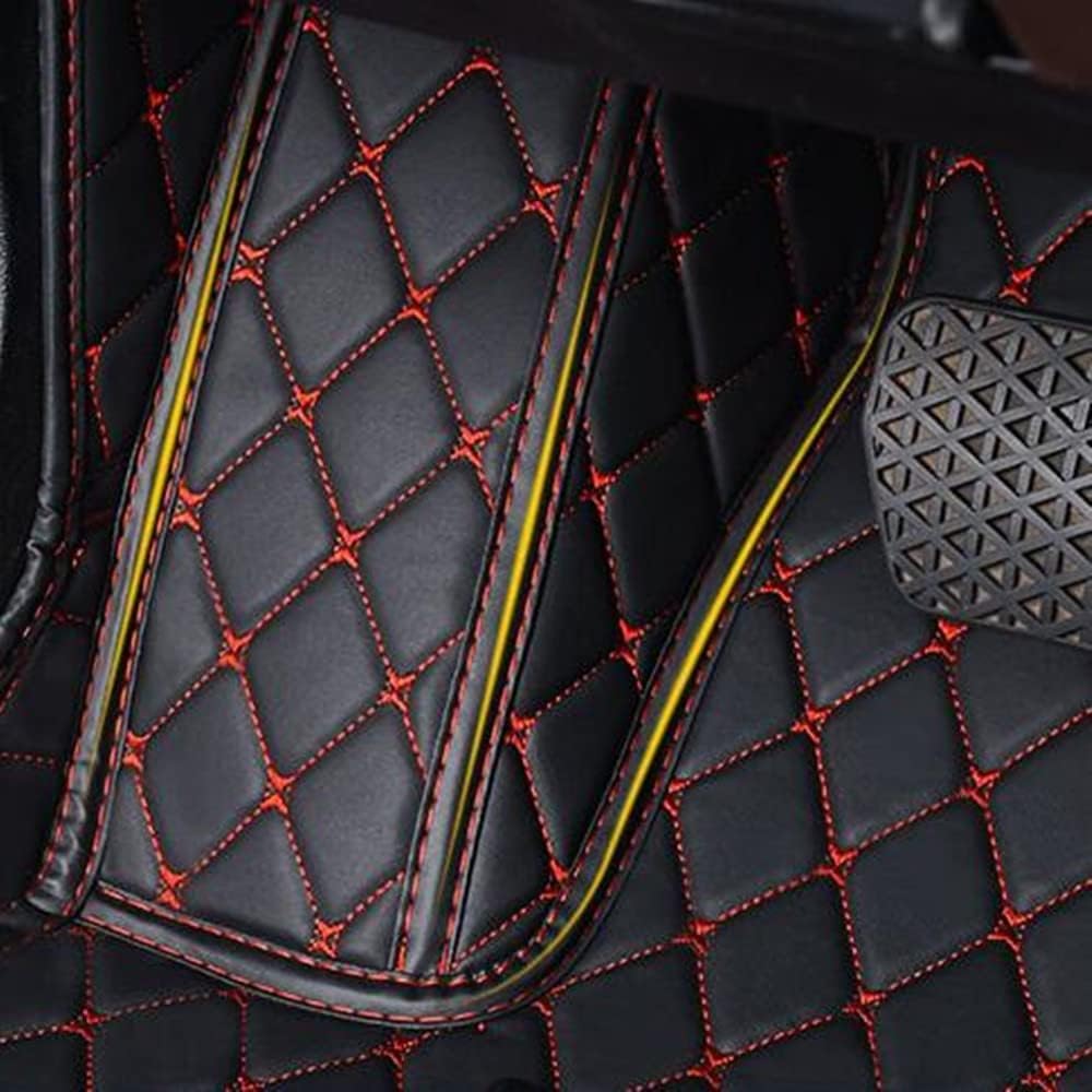 Custom All-Weather Protection Luxury Leather Floor Mats for Cars SUVs Trucks According Anti-Slip Leather Floor mats (34,Gray and Black White)