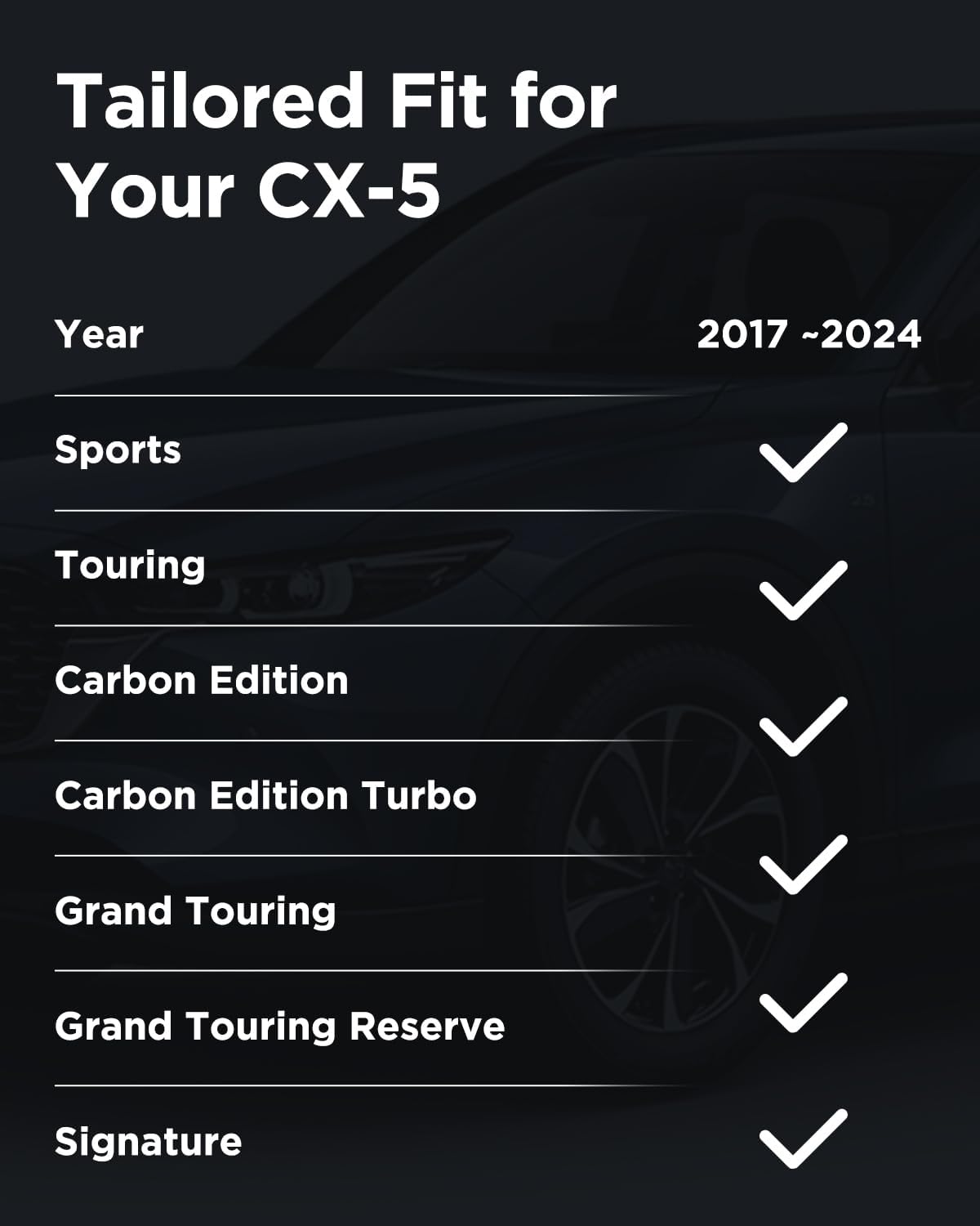 Weather Liner® for Mazda CX5 Floor Mat 4 PCS, All Weather Floor Liners Custom Fit for Mazda CX-5 2025 2024 2023 2022 2021 2020 2019 2018 2017 Full Set Front Rear Cargo Seat for CX5 Accessories