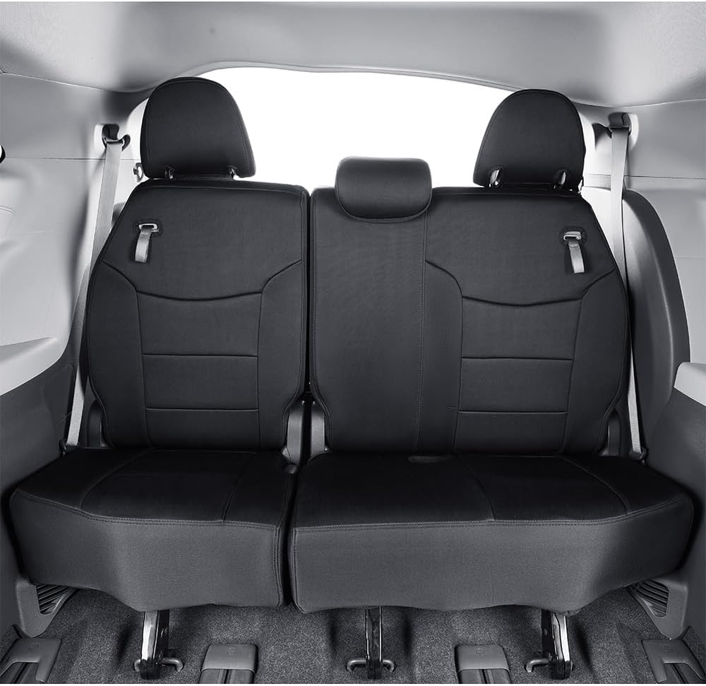 EKR Sienna Seat Covers for 2021 2022 2023 2024 2025 Toyota Sienna LE, XLE,8 Seats,2nd Row 4/2/4 Split,Waterproof Seat Covers Full Set for Trucks,Car Seat Protectors - Three Row,Neoprene (Black)