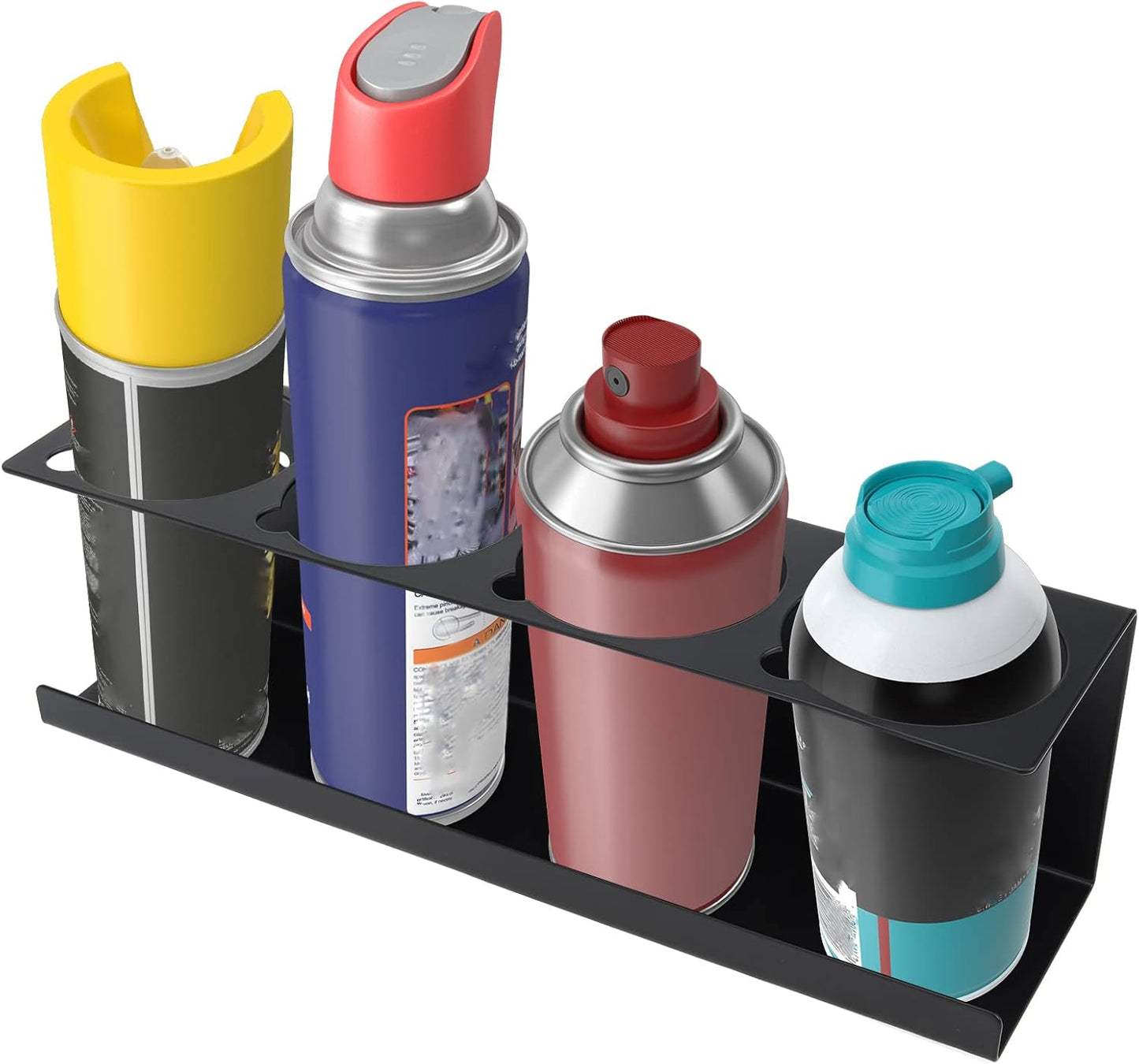RealPlus Aerosol Spray Can Holder Rack Organizer, 4 Can Spray Bottle Holder Heavy-Duty Steel Wall Mounted for Garage and Workspace, Pack of 4