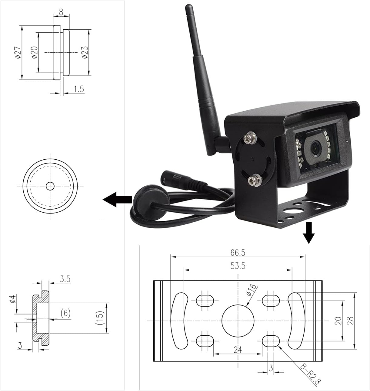 Haloview MC7108 Wireless RV Backup Camera System 7'' Monitor Built in DVR Rear View Camera with Infrared Night Vision and Wide Viewing Angle for Truck/Trailer/RV/Pickups/Camping Car/Van/Farm