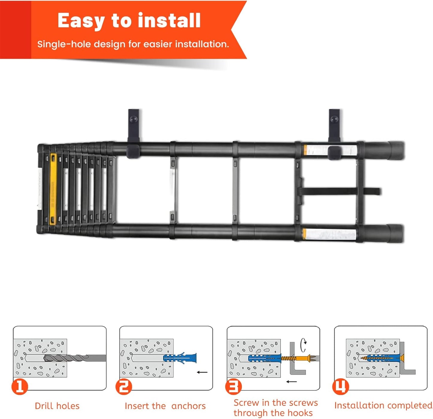 4 Pack Garage Storage Hooks, Ladder Hangers, Steel Wall Mount Hooks, Utility Hooks for Hanging Heavy Duty Shed Tools, Ropes, Garden Hoses, Shovel, Bulk Items, etc.(88lbs, 4Inch)