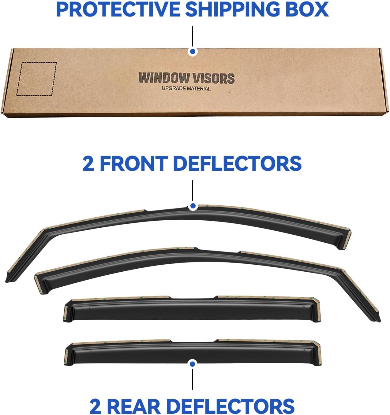 in-Channel Window Visors Rain Guards for 2019-2023 Ford Ranger SuperCrew, Window Vent Wind Deflectors Visors Shades for 19-23 Ranger Crew Cab