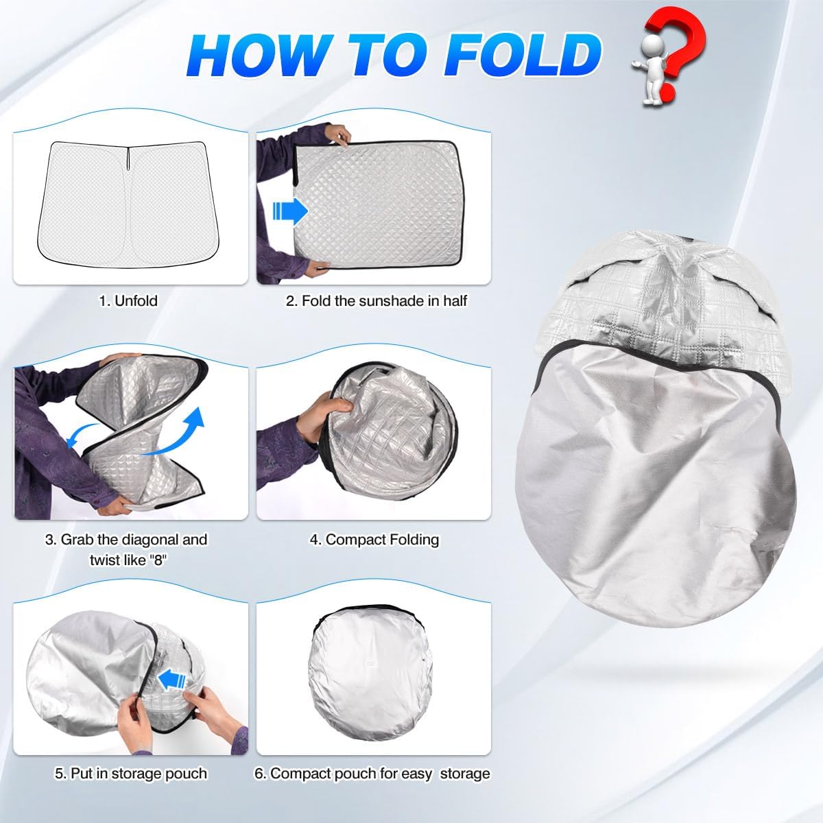 Windshield Sun Shade for Subaru Forester 2019-2024 Accessories Thicken 6-Layer Foldable Front Window Sunshade Sun Visor Protector Block UV Rays Keep Vehicle Cool