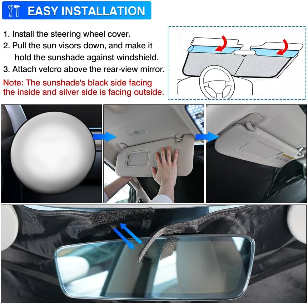 KUST Windshield Sun Shade for Toyota Sienna Mini Van Accessories 2021-2025 2026 Window Sunshade Sun Visor Protector Foldable Blocks UV Rays Keep Your Car Cooler