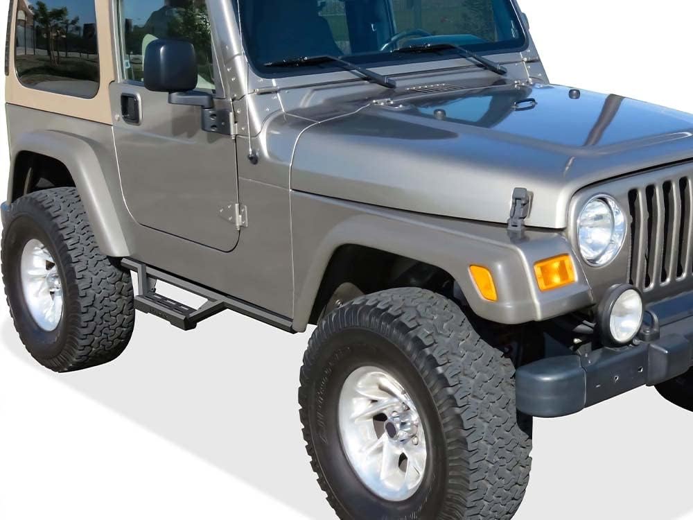 APS Drop Steps Running Boards Compatible with Jeep Wrangler 1987-2006 | 304 Stainless Steel Side Steps Nerf Bars | Anti-Slip | 500lbs Capacity | 5-Year Warranty