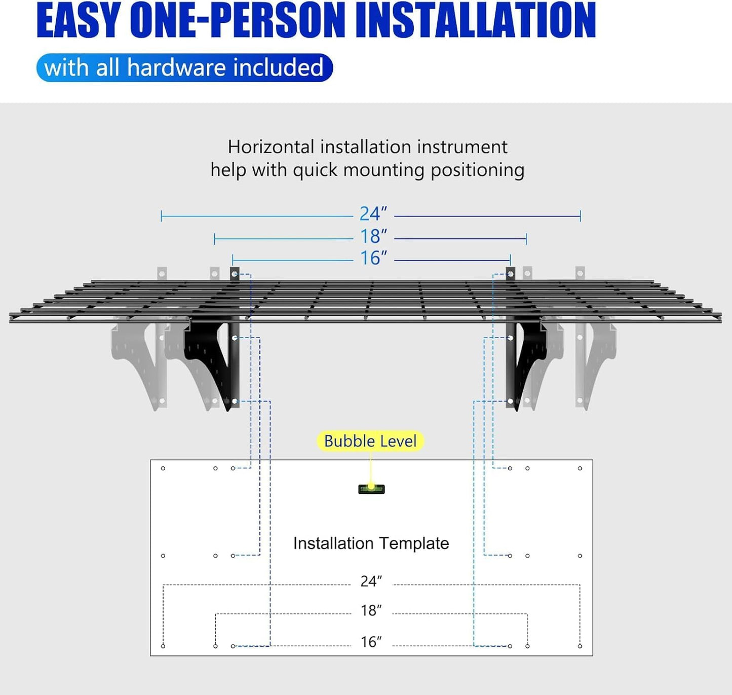 2-Pack Garage Wall Shelving, 2x4ft Walls Shelf Storage Rack, Sturdy Walls Shelves for 550 LBS, Black, Heavy Duty Shelving Wall Mounted for Garage, Warehouse, Storeroom and Basement, 47.2" x 23.6"