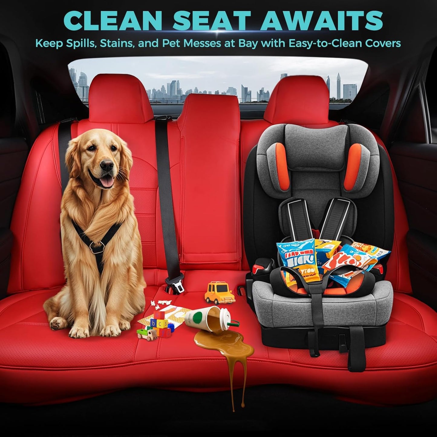 for Toyota Camry Seat Covers Hybrid XLE XSE 2018 2019 2020 2021 2022 2023 2024 - Custom Car Seat Covers Full Set, Leather Seat Cover for Cars, Waterproof Breathable Cushion Protectors Red