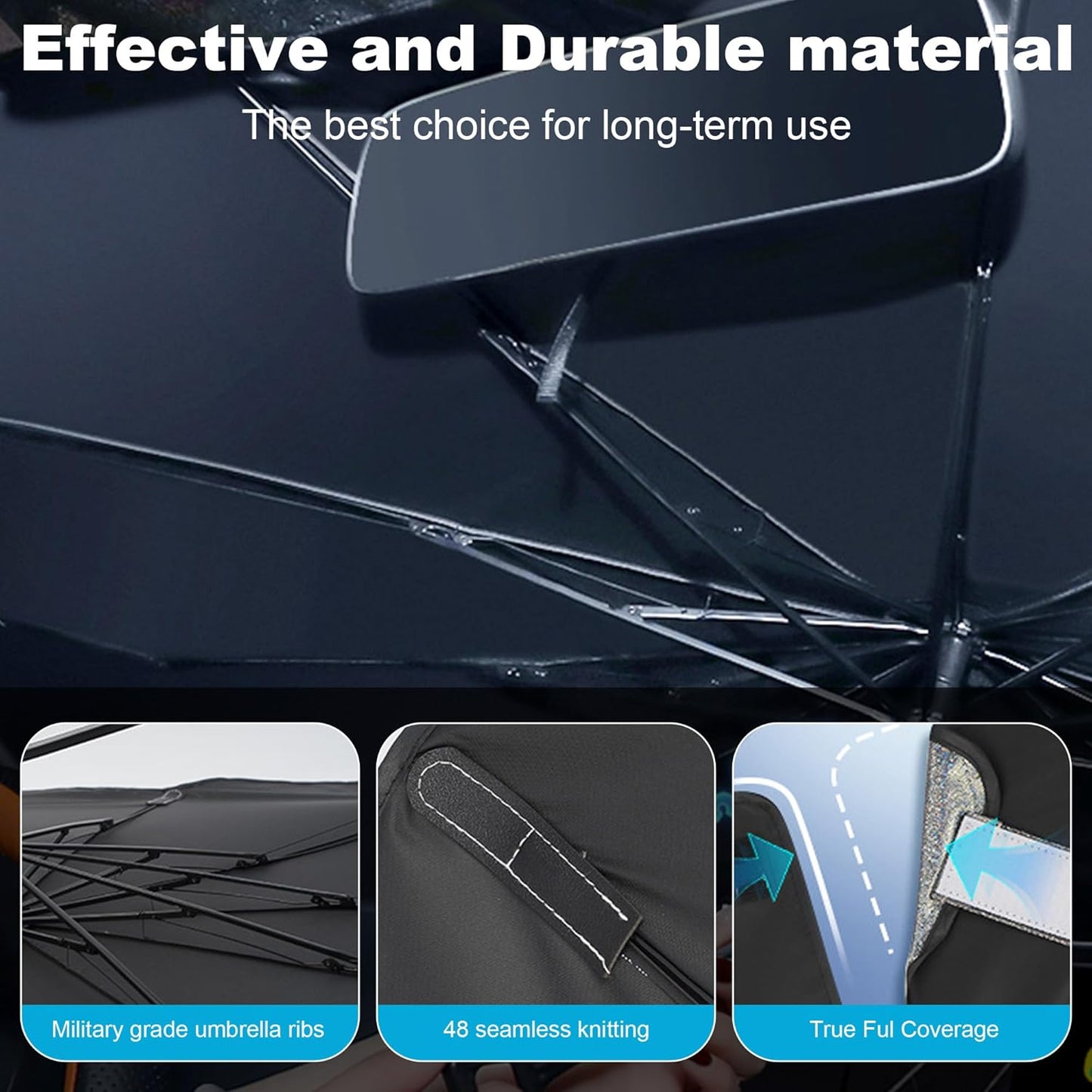 Windshield Sun Shade Umbrella, Portable Foldable, Spring Structure Wind Shield, Front Window Sunshade, Protect from Sun Rays Car Windshield, Universal for Any Car (61'' x 33.4'')