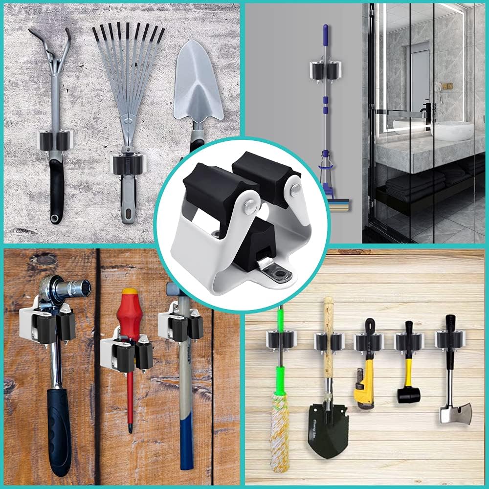 3-H Broom Hanger,Mop Holder Wall Mount 20 Pack, Broom Holder Wall Mount for Hanging and Organizing Shovel,Rake,Brush,Yard Tools in Kitchen,Laundry Room,Bathroom,House(black)