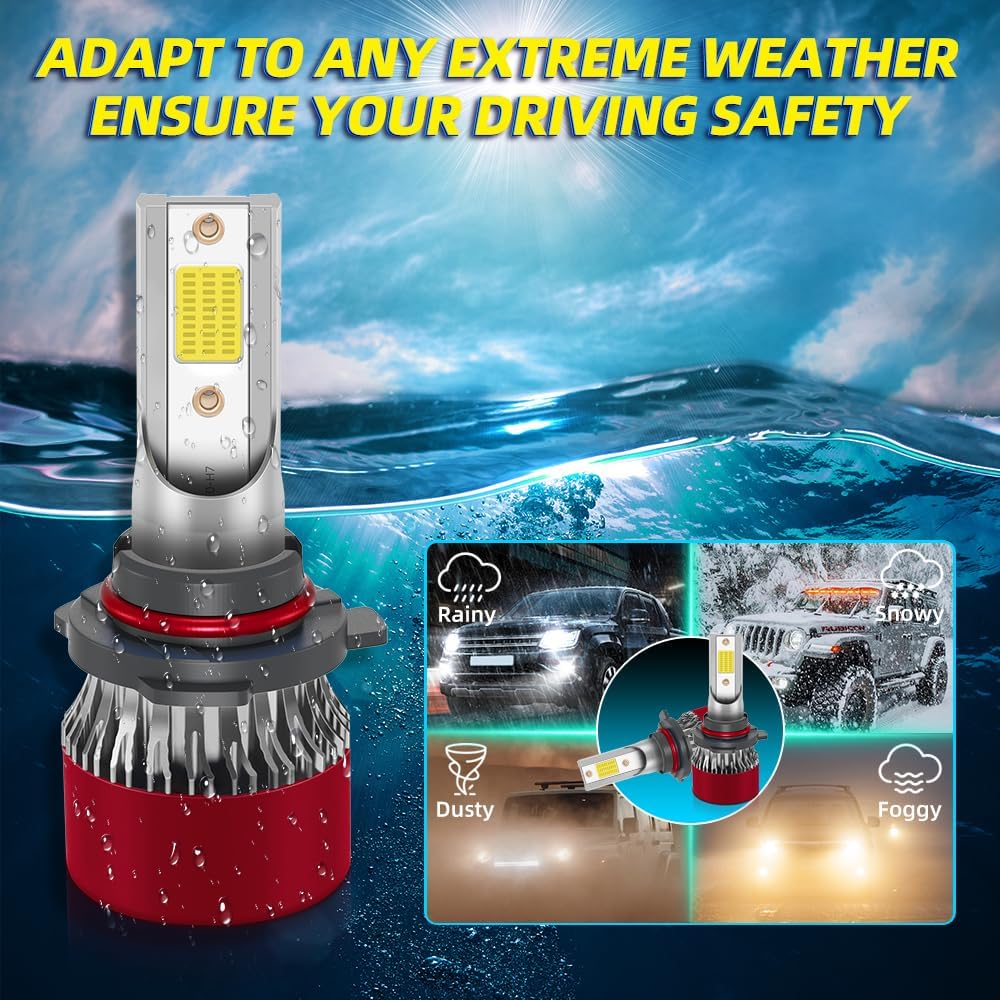for Jeep Grand Cherokee 2014 2015 2016 9005 High Beam H11 Low Beam H11 Fog Light Bulb 6PCS/1PACK Car Light Bulbs 800% Brightness IP68 Waterproof/Dustproof Car Light Bulbs