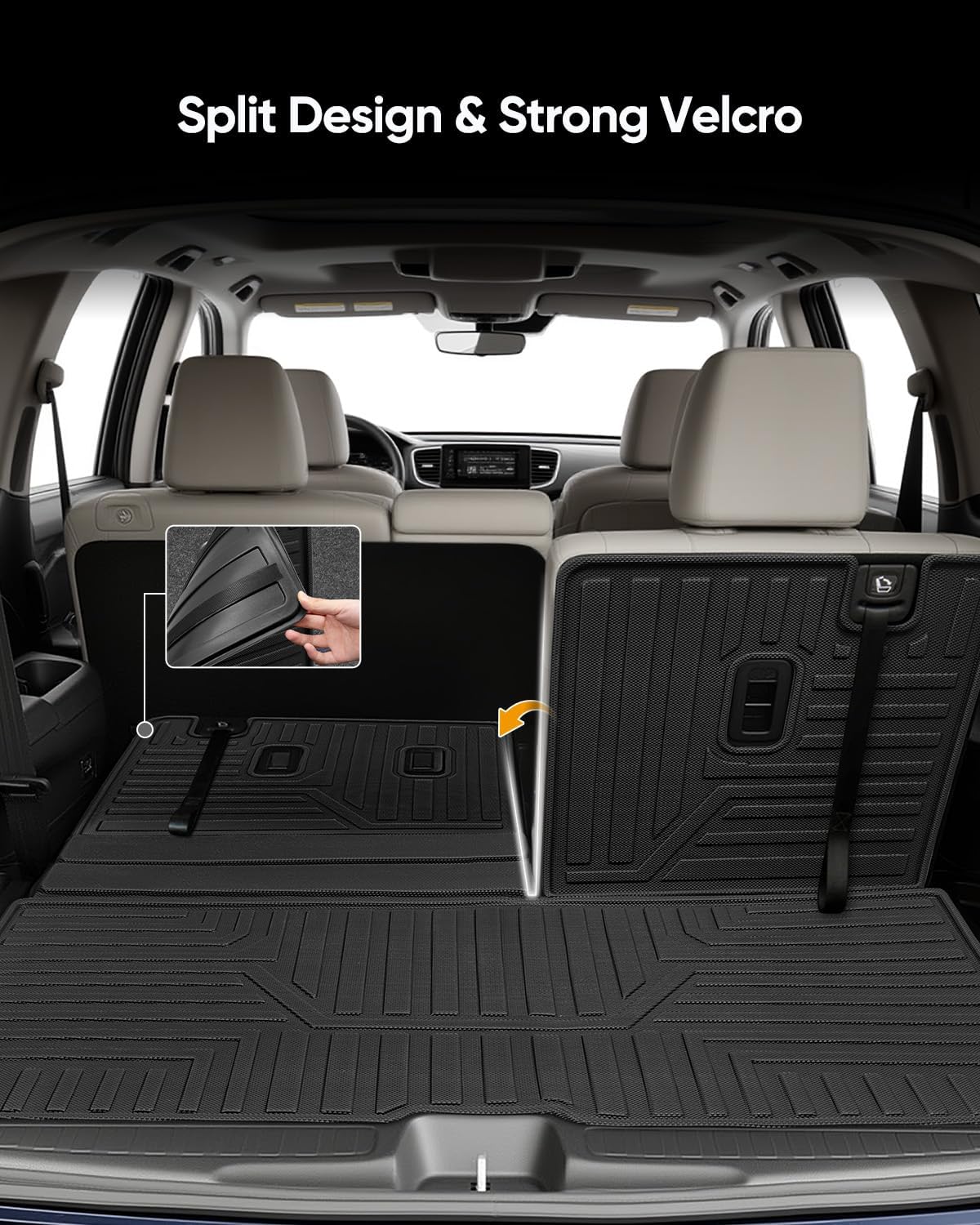 Car Floor Mats for Honda Pilot 2016-2022 8 Seats (No Elite Models), Accessories for Honda Pilot 2016-2022, All Weather Black Rubber Liners for Cars, Custom Fit Trunk Mat Back Seat Cover, 4PCS