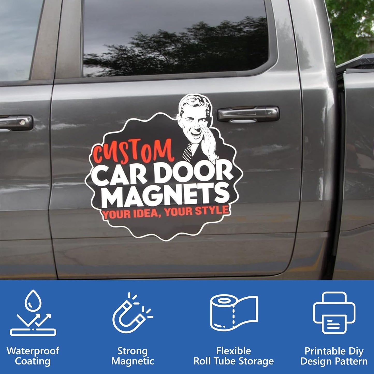Custom Car Magnet Signs for Businesses (Custom Size) - Personalized Car Magnets for Advertising and Vehicle Promotion - Advertising Magnets for Cars Door - Professionally Printed