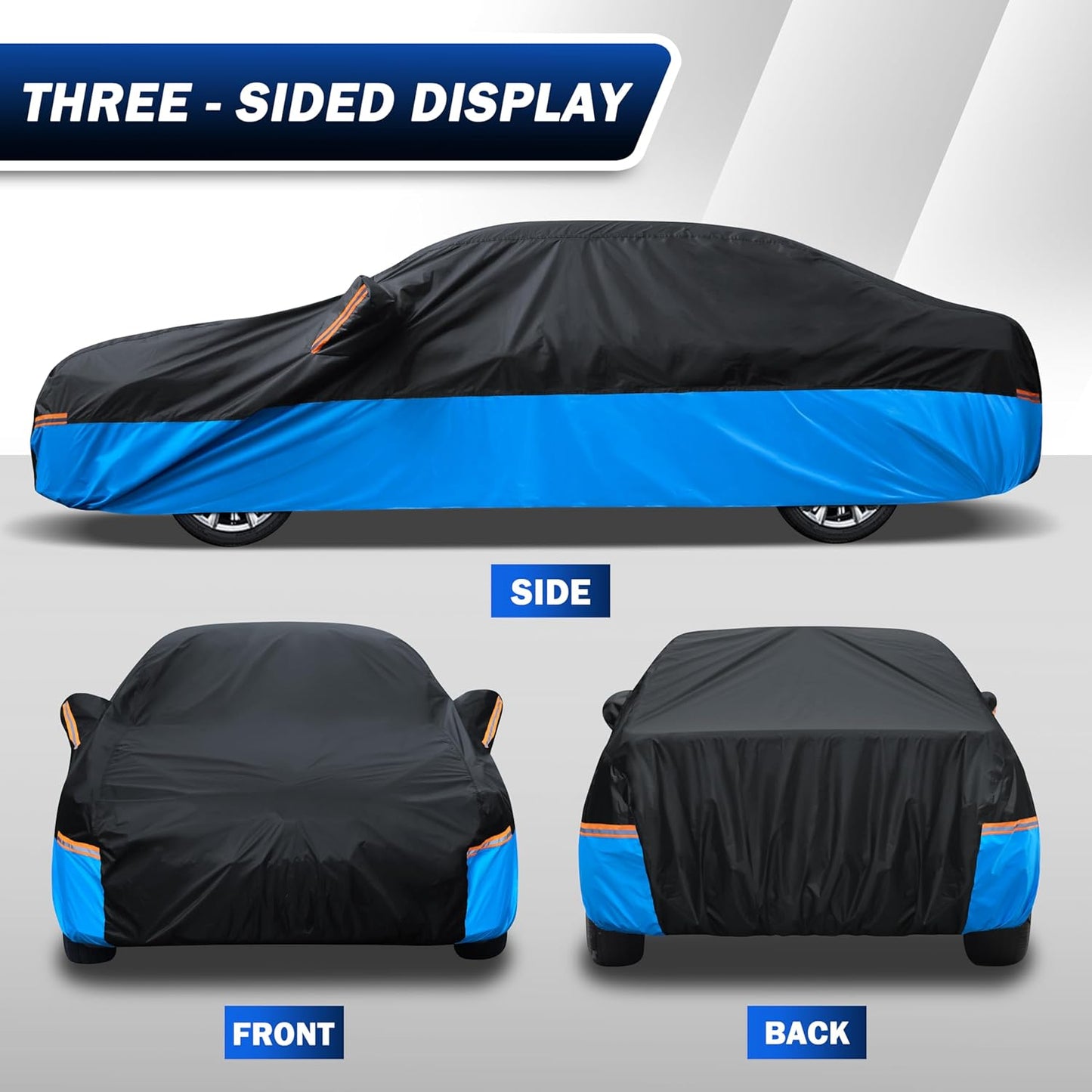 Car Cover Waterproof All Weather Outdoor Windproof Dustproof UV Protection Fit Coupe Buick Lesabre,Cadillac de Ville/Eldorado,Chevrolet El Camino/Impala,Dodge Charger etc.