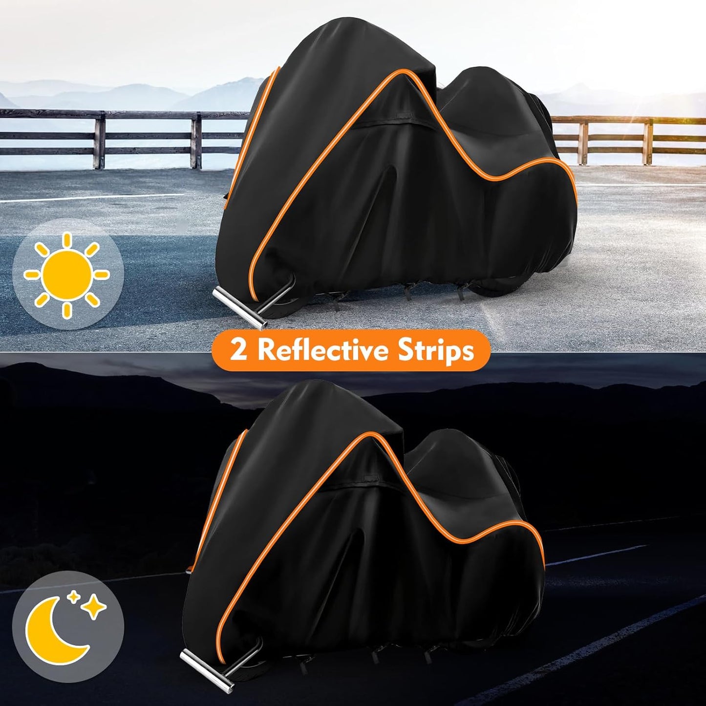 420D Motorcycle Cover for Harley Davidson Ultra Limited,Road Glide Limited,Gold Wing with Trunk Models Outdoor Bike Cover Windproof Heavy Duty Waterproof Protection Fits up to Motorcycles