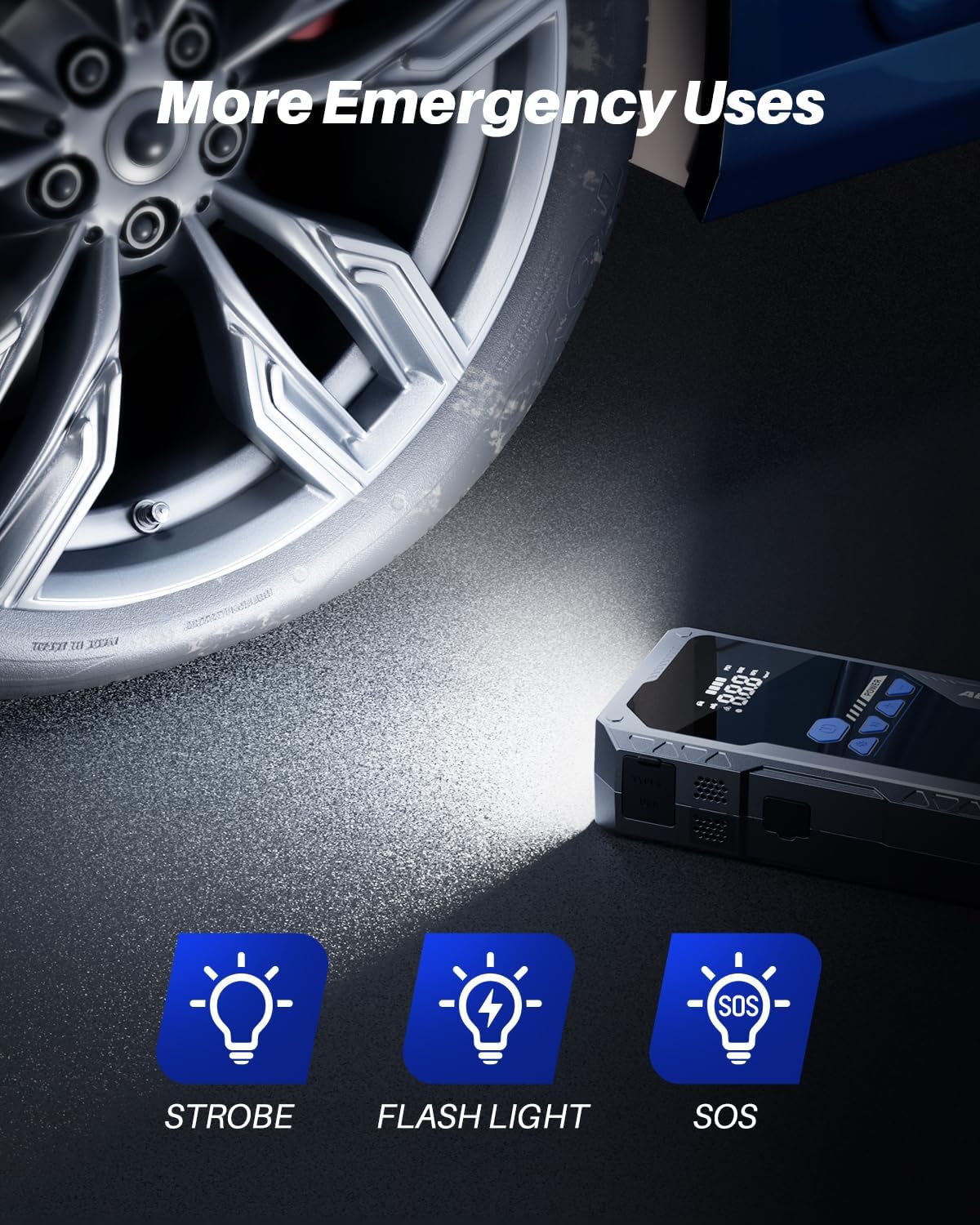 AUTOONE 5000A Jump Starter with Air Compressor (All Gas/10L Diesel), 150PSI Car Battery Jumper Starter Portable, Jump Box Tire Inflator with LED Flashlight, LCD Display, Storage Case