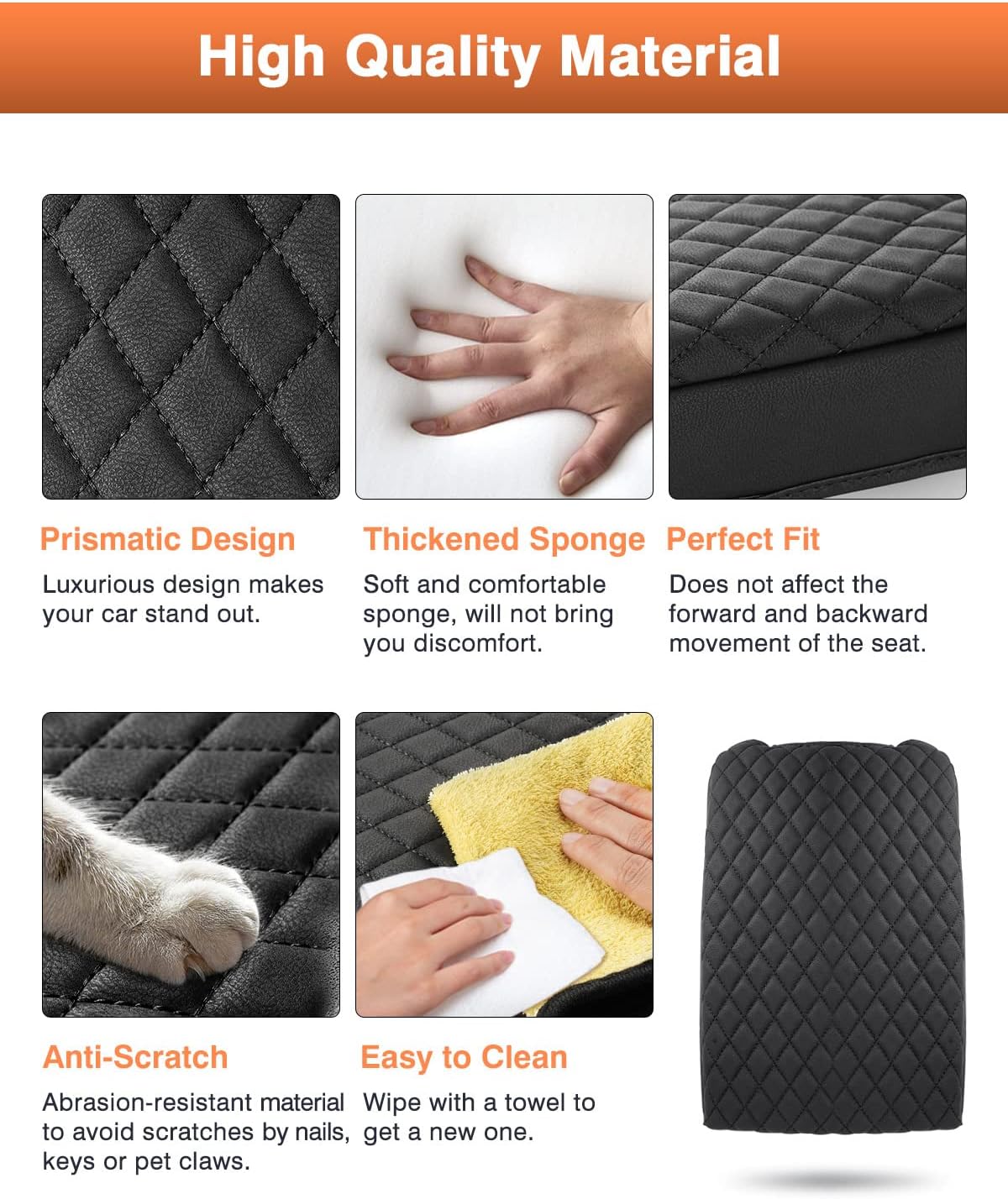 Shademax Custom Fit for Center Console Cover Nissan Pathfinder 2025 2024 2023 2022 2026 Armrest Cushion Pad Cover PU Leather Pathfinder Accessories Anti-Scratch Black