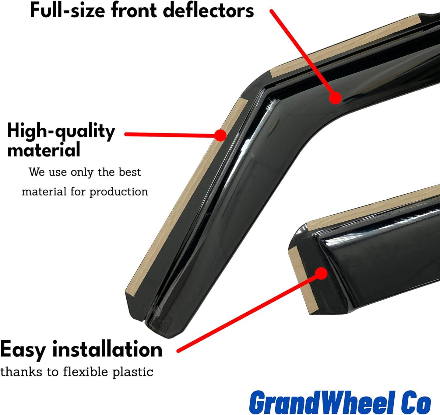 Window Deflectors Smoke Tinted in-Channel Side Window Vent Visor Deflectors Rain Guards Compatible with Ford F150 2015-2020 SuperCrew (fit for F250-F550 17-25) - 4pcs. GW0815