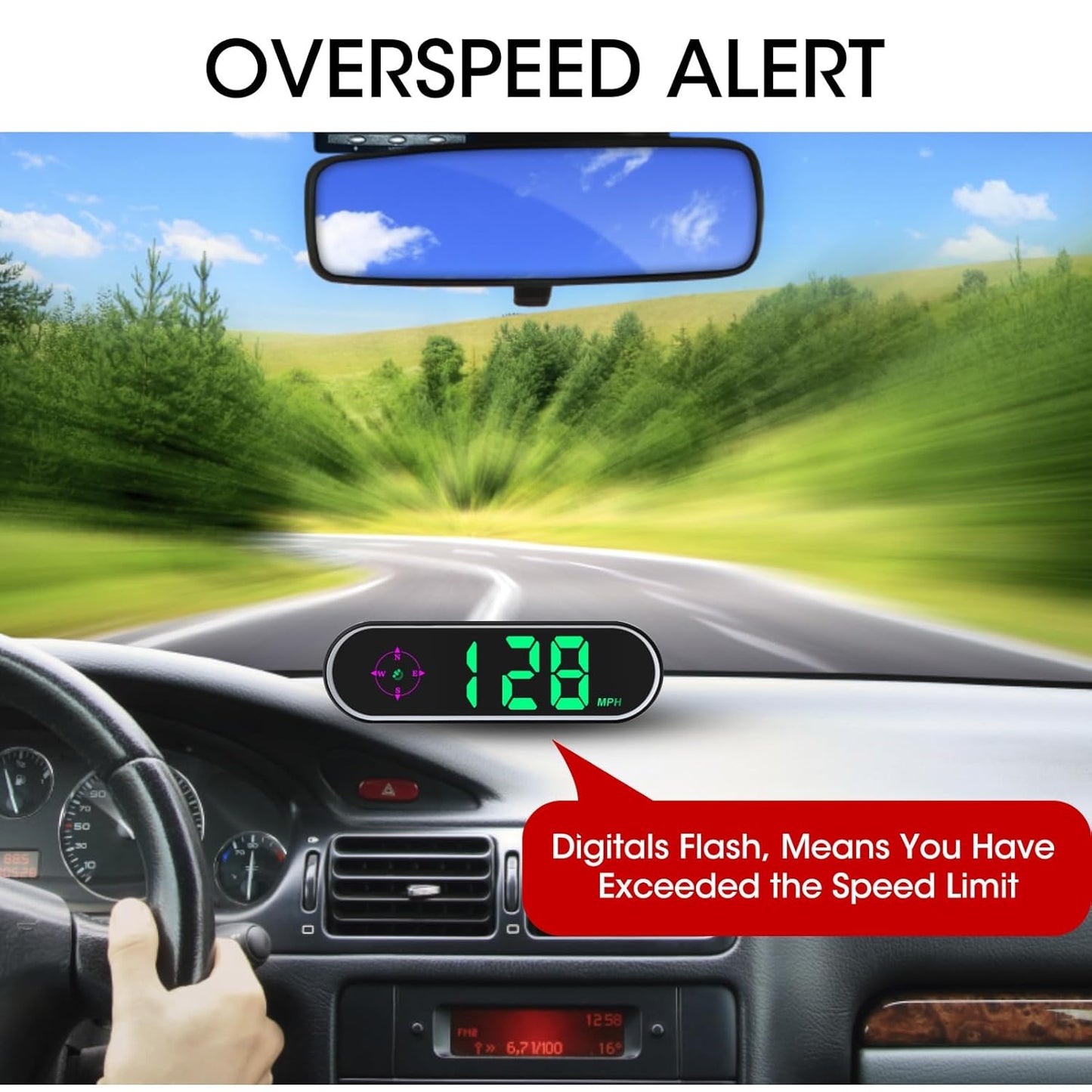 GPS Digital Speedometer for Car MPH, Universal HUD Speed Meter with LED Large Font & USB Cable, Plug and Play for Truck Motor SUV Golf Cart All Vehicles (Contain Car Charger Adapter)