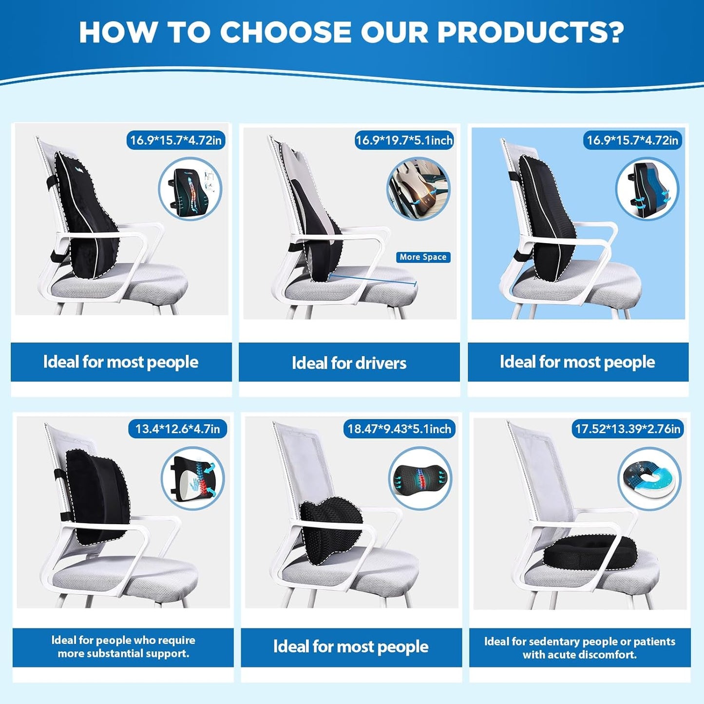 Gel Lumbar Support Pillow for Office Chair Car Gaming Chair Lower Back Pain Relief Back Support, Cooling Memory Foam Cushion for not Stand The Heat, 3D Mesh Cover Ergonomic Orthopedic Back Rest