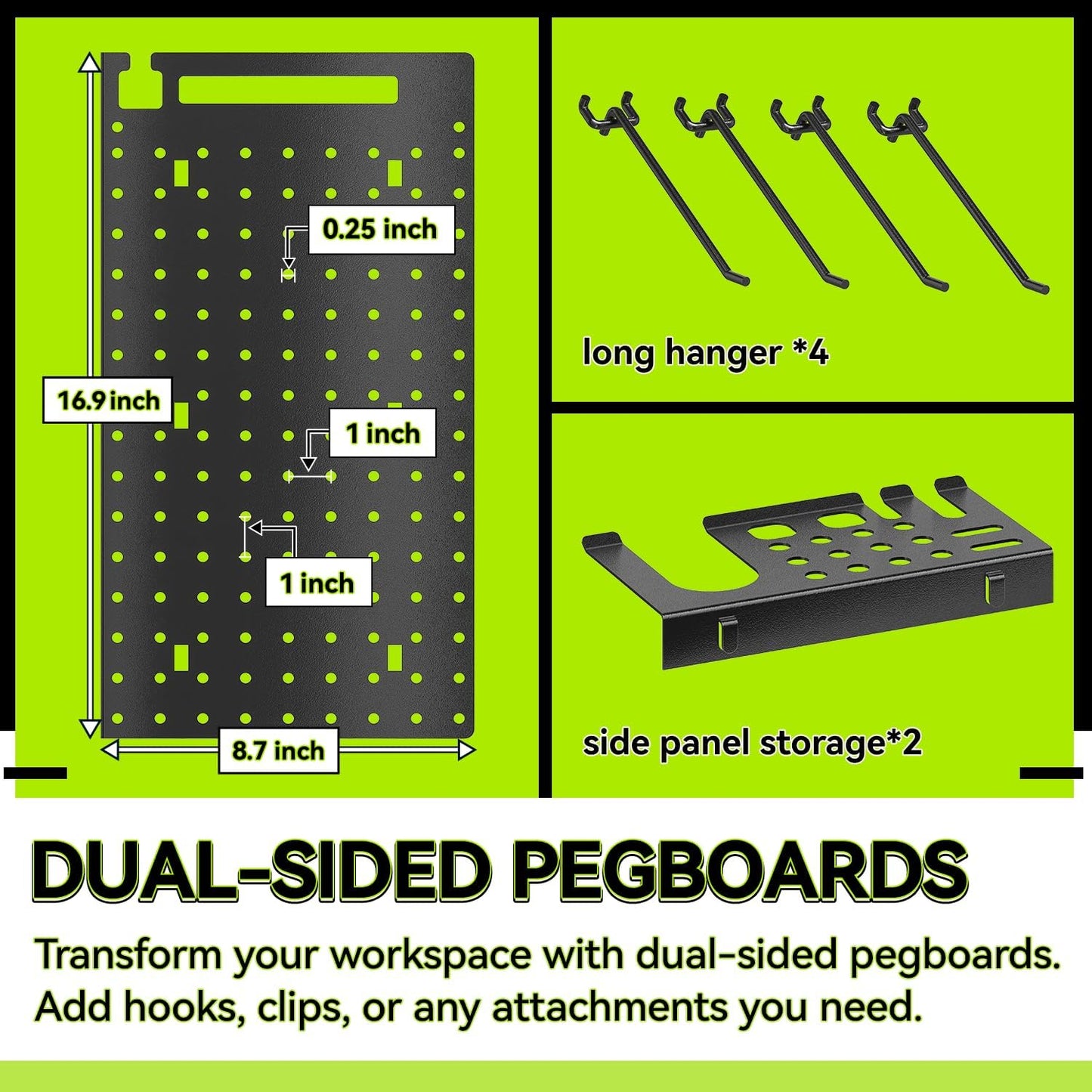KAFAHOM Power Tool Organizer with Charging Station,9 Drill Holder Wall Mount,4 Layer Heavy Duty Metal Cordless Drill Storage for Garage Organization,Battery Tool Rack Built in 7 Outlet Power Strip Red
