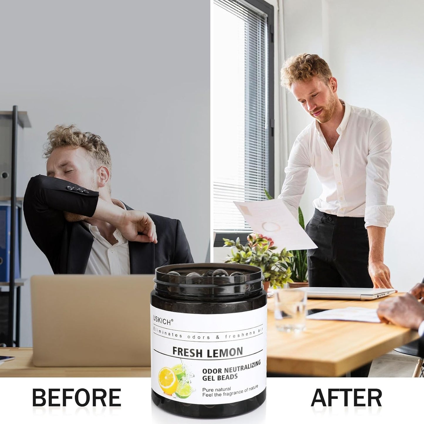 6 Pack Odor Eliminator Gel Beads, 6 kinds of fragrance Clear Air Freshener Made with Essential Oils - Eliminates Odors in Bathrooms, Cars, Boats, RVs & Pet Areas