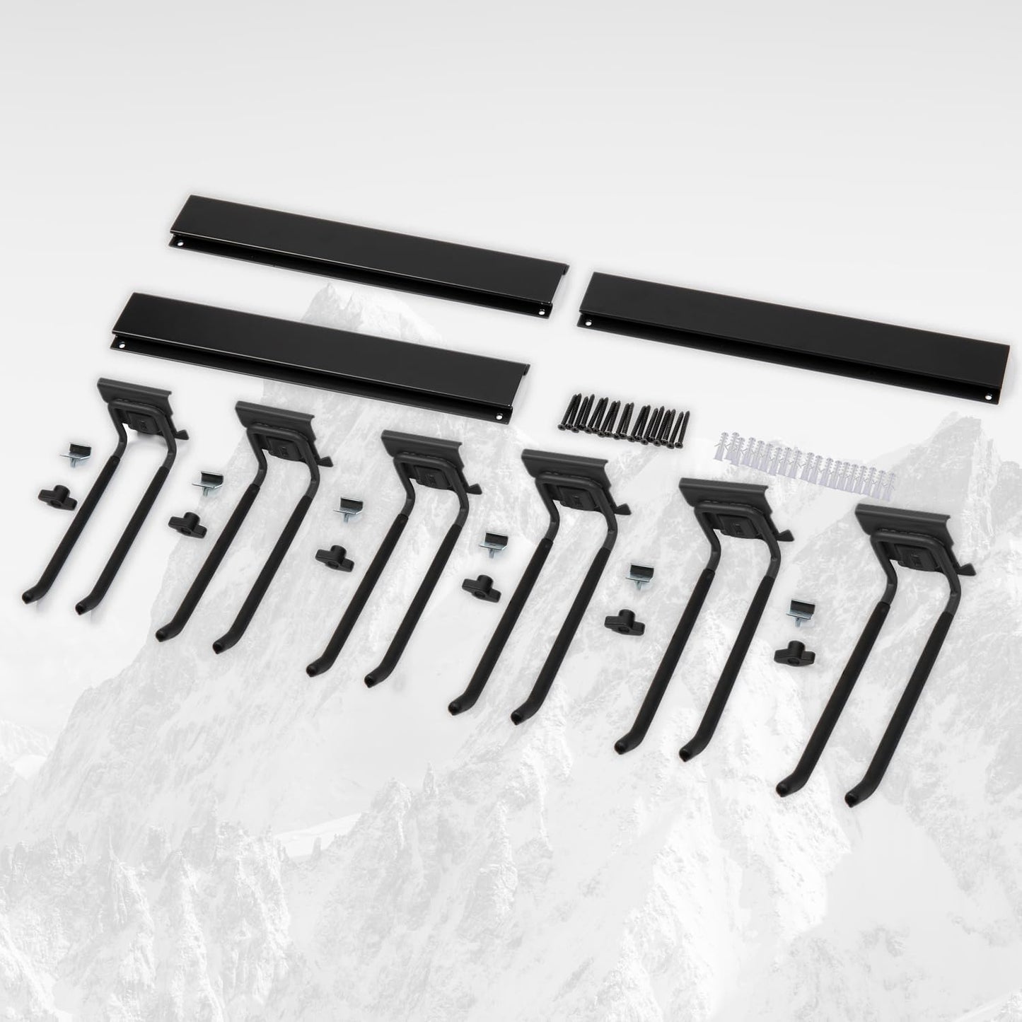 Locking Garden Tool Organizer, Garage Organization Wall Mount Storage Rack, Heavy Duty Metal Yard Tool Organizer, Adjustable Hanging Hooks, Hold Up to 420lbs (48Inch Black)