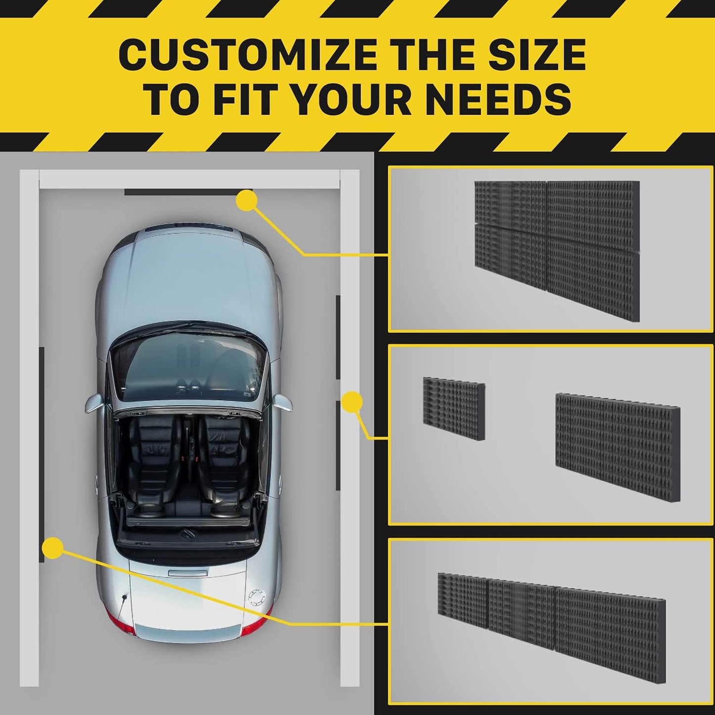 Fosmon Garage Wall Protector for Car Doors (4 Packs), 3/4" Ultra Thick Garage Wall Bumper Guard with EVA Foam (Up to 300LB Impact) and Mesh Self Adhesive Padding for Warehouse Parking Assist- Black