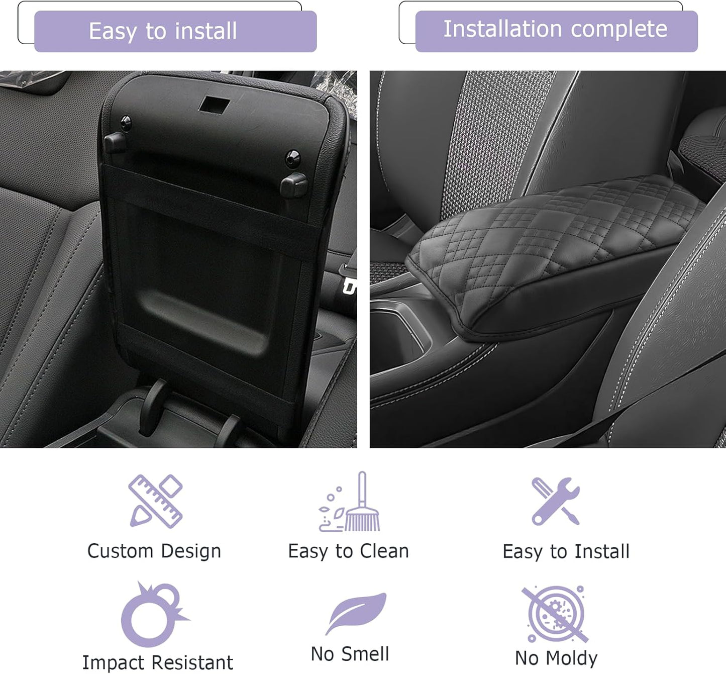 LUWU 2025 Kicks Center Console Cover Compatible with 2025 Nissan Kicks Accessories 2025 Kicks S/SV/SR Armrest Cover Armrest Console Cover (Thick Black)