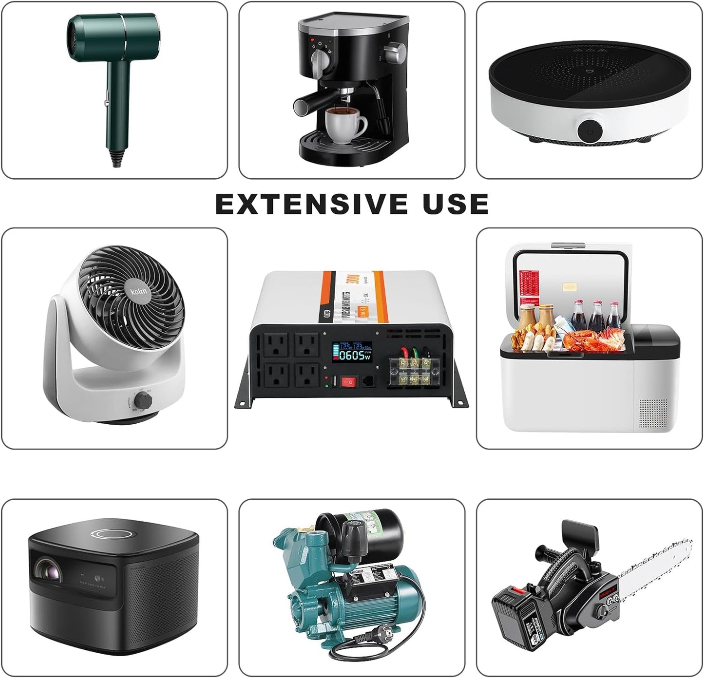 3000 Watt Pure Sine Wave Inverter, DC 12V to AC 120V with LCD Display, Remote Control, USB Port, 4 AC Outlets, and Terminal Block for RV Boat Camping Solar System and Home Use