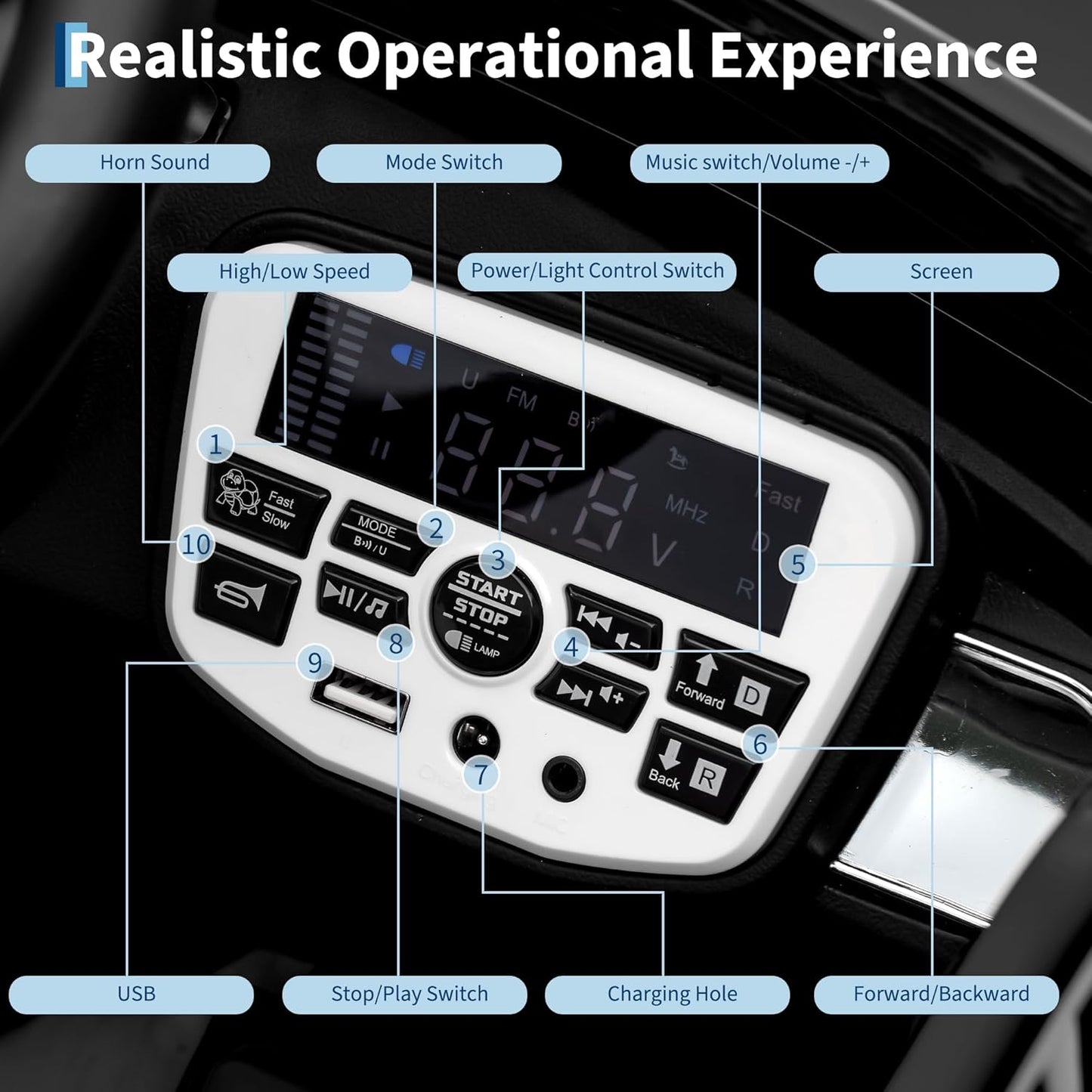 12V Ride on Car Licensed Shelby GT350, Battery Powered Ride On Toy for Toddlers with Remote Control, Electric Car for Kids, Bluetooth, Shock Absorbers, Safety Belt, 3 Speeds, LED Lights, Music, Black