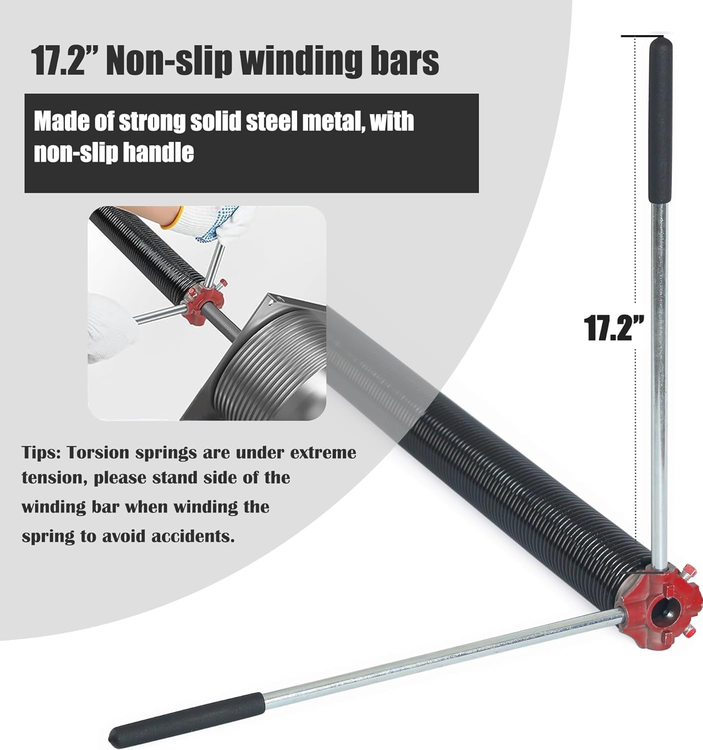 Garage Door Torsion Spring Set, Pair of 2" Electrophoresis Coated Garage Door Spring Replacement with 2 Non-Slip Winding Bars and Bearing, Minimum 16000 Cycles (.243x2x28")