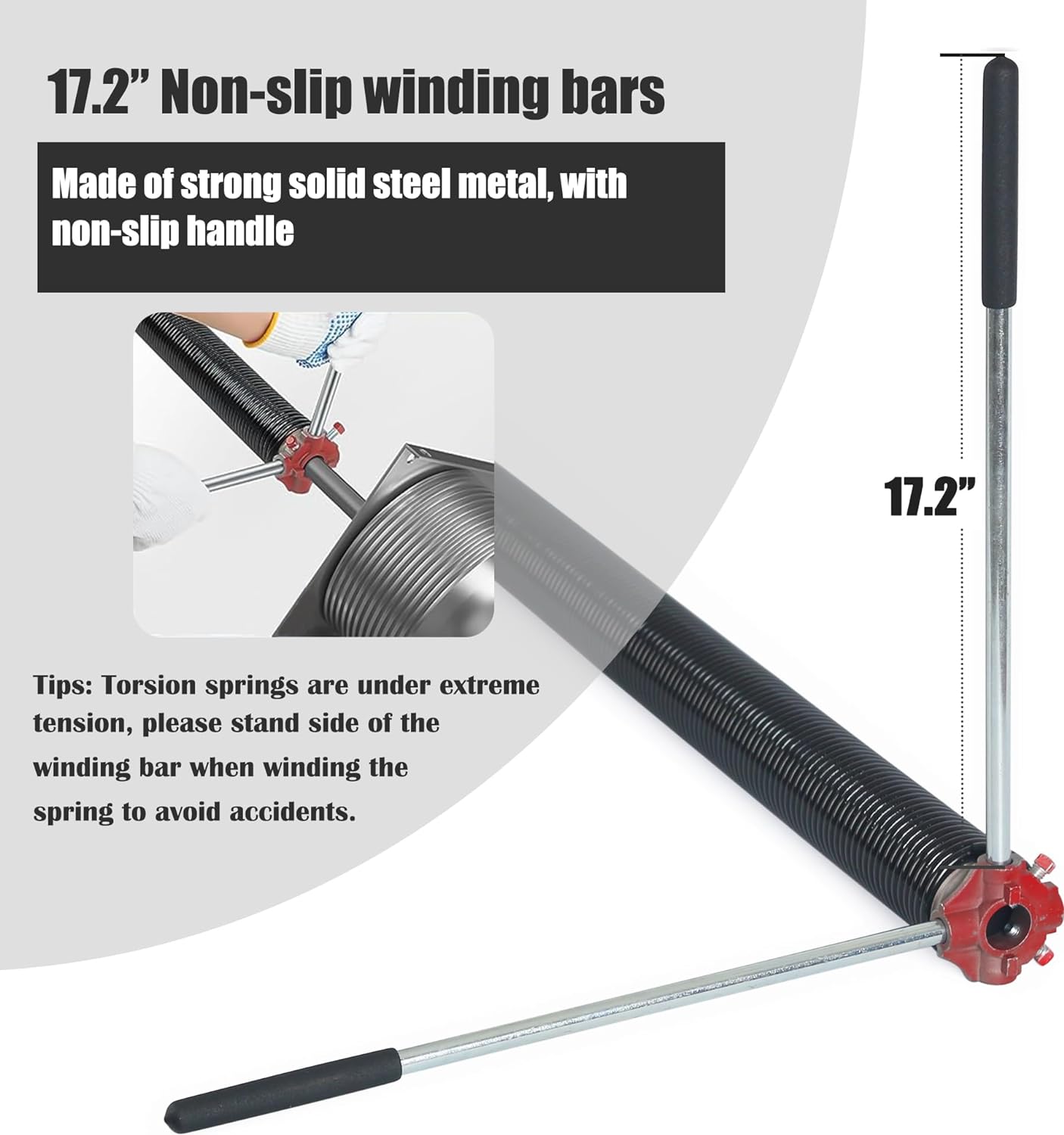 Garage Door Torsion Spring Set, Pair of 2" Electrophoresis Coated Garage Door Spring Replacement with 2 Non-Slip Winding Bars and Bearing, Minimum 16000 Cycles (.225x2x25")