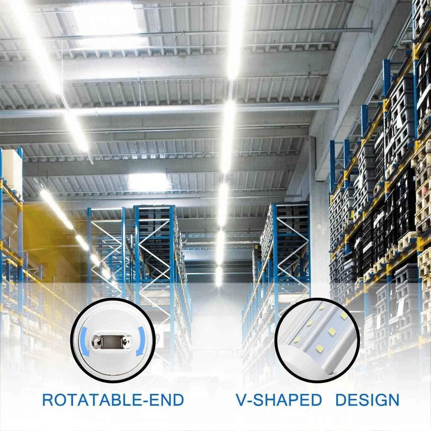 12 Pack, R17D/HO 8FT LED Bulbs - Rotate V Shape, 6000K Cold White 100W, 15000LM, 200W Equivalent F96T12/DW/HO, Clear Cover, T8/T10/T12 Replacement, Dual-End Powered, Ballast Bypass