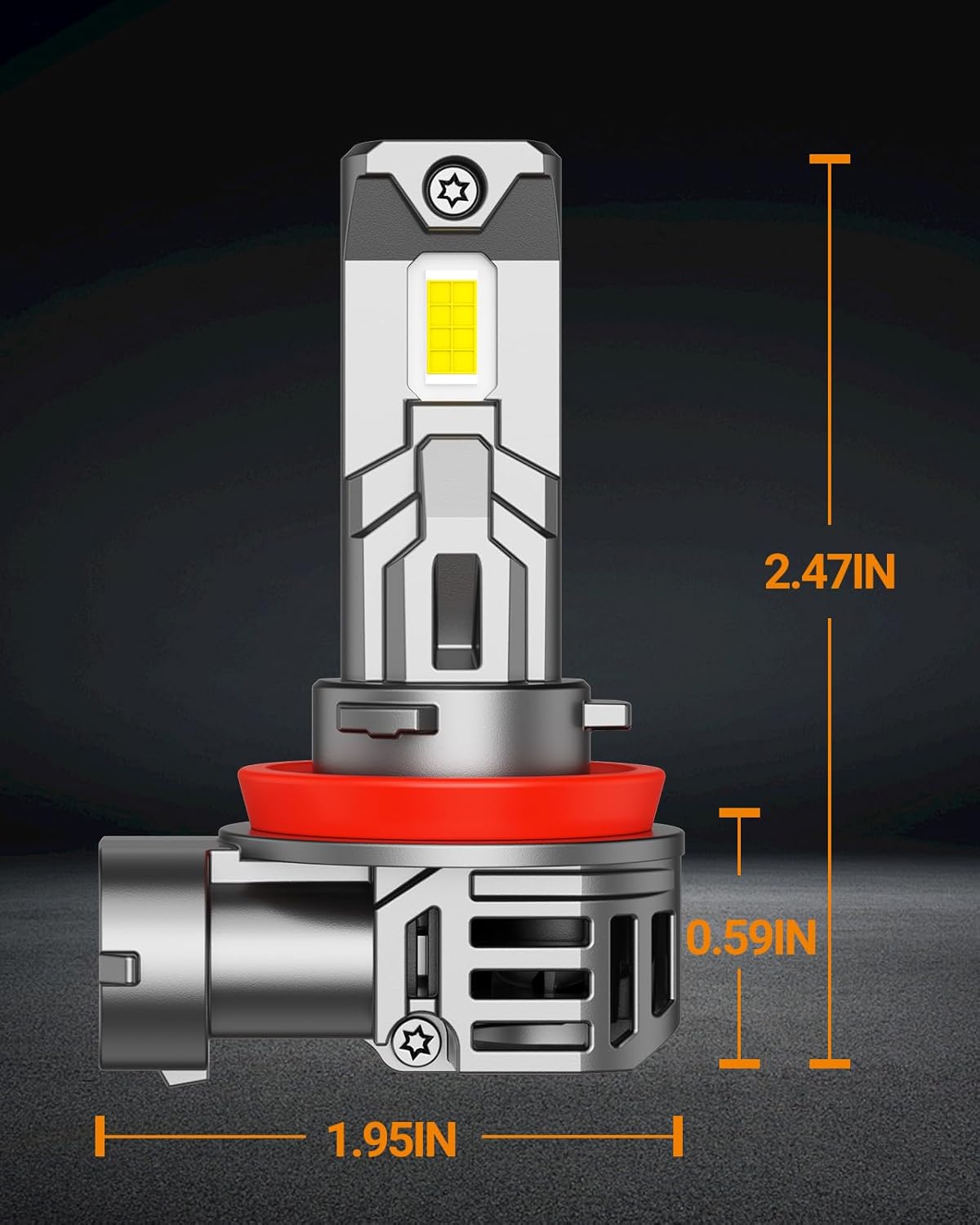 SEALIGHT 9005/HB3 H11 Fog Light Bulbs, 60000LM 6500K Cool White, 1:1 Mini Size, 9005 H11 Bulb Fog Light with 13000RPM Cooling Fan, 3 Mins Plug-N-Play, Non-polarity, Pack of 4